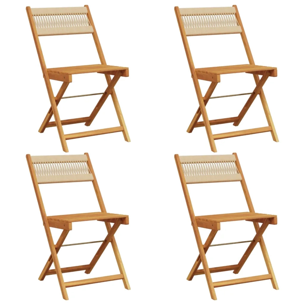 Sedie da Giardino Pieghevoli 4 pz | Sedie da Esterno Beige Legno Massello di Acacia