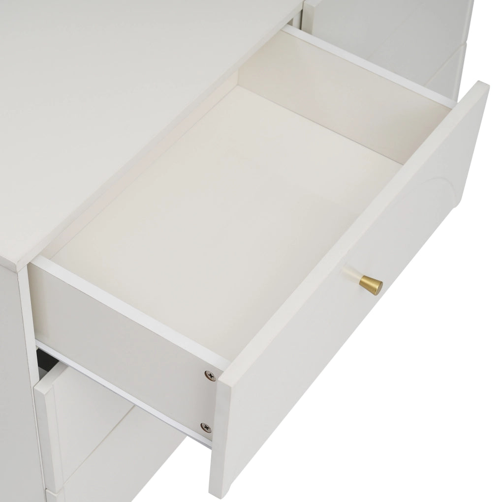 Cassettiera 6 cassetti 120x40x85 cm in pannello truciolare crema bianco HOMVRA