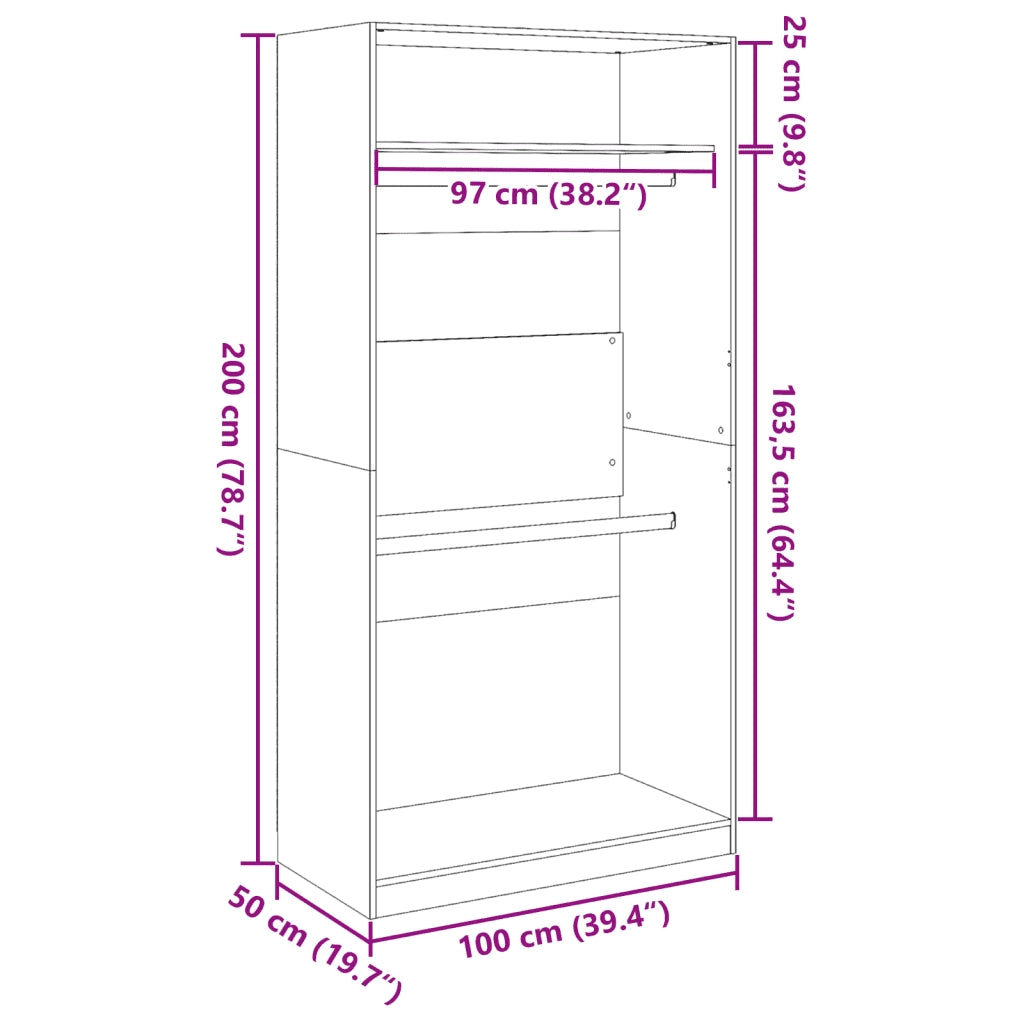 Armadio Legno Antico 100x50x200 cm in Legno Multistrato CFW3411910