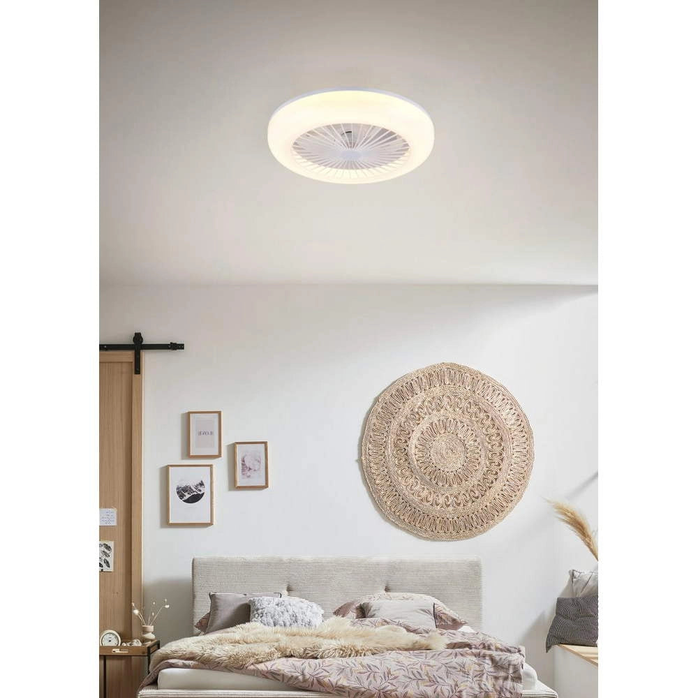 Ventilatore da Soffitto con Plafoniera LED 13W Timer Mora Trio