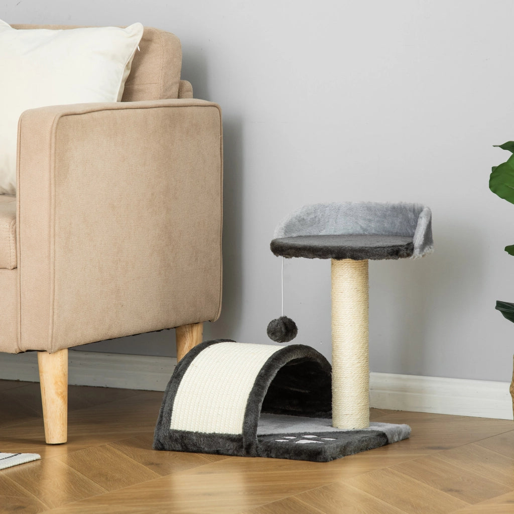 Tiragraffi per gatti con piattaforma e pallina sospesa ¨C Xylo ¨C sisal naturale grigio scuro