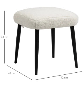 Pouf quadrato in tessuto effetto cashmere con gambe in acciaio crema 42x42x47 cm