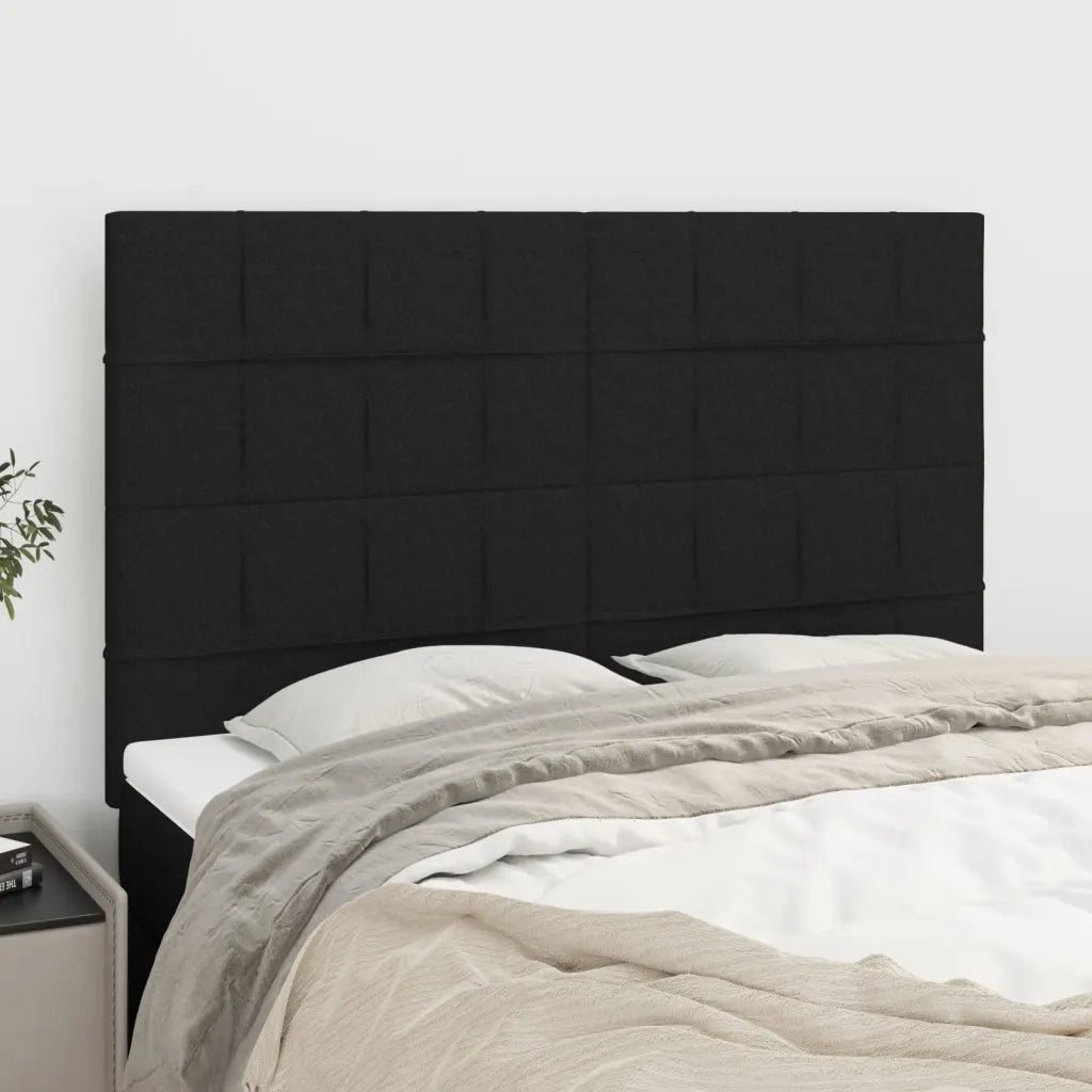 Testiera | Testata Nera 144x5x118/128 cm Tessuto