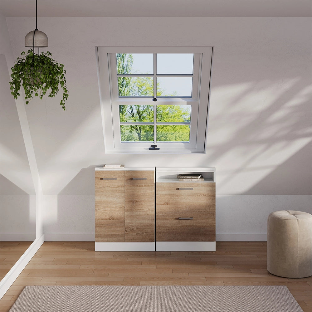 Mobile sottotetto Rion Sonoma/Bianco con 2 cassetti Vicco