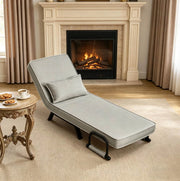 Poltrona Letto Pieghevole con Schienale Regolabile e Struttura in Metallo, 3 in 1 Divano, Poltrona e Letto, 65x78x75 cm