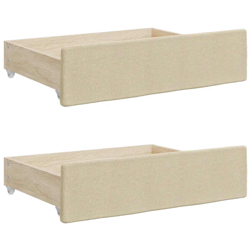 Divano letto | Sof¨¤ letto | Letto singolo Estraibile con Cassetti Crema 90x200 cm in Tessuto