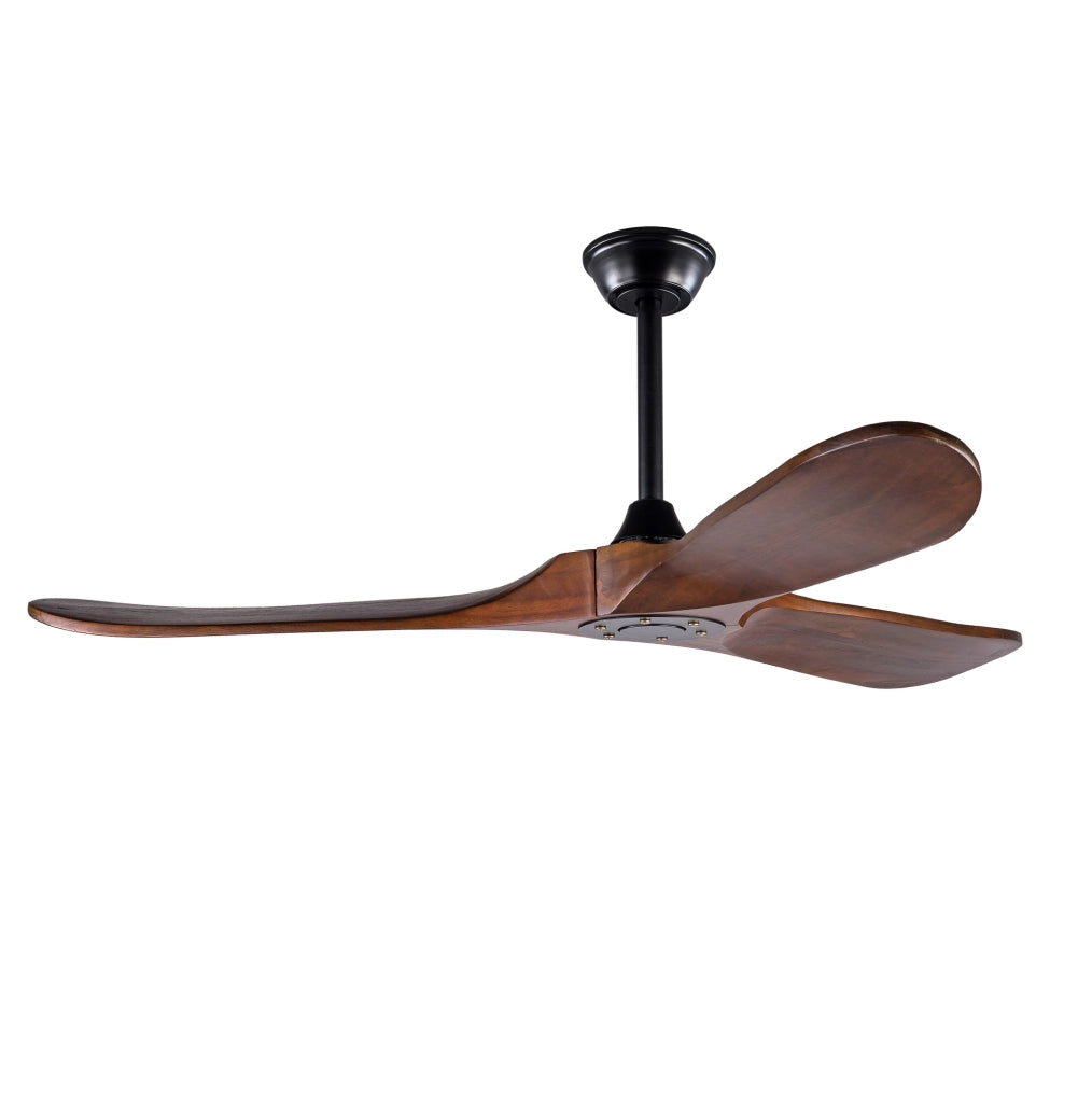 Ventilatore da soffitto 132 cm con 3 pale in legno di acero, motore DC silenzioso, telecomando e funzione memoria, finitura noce