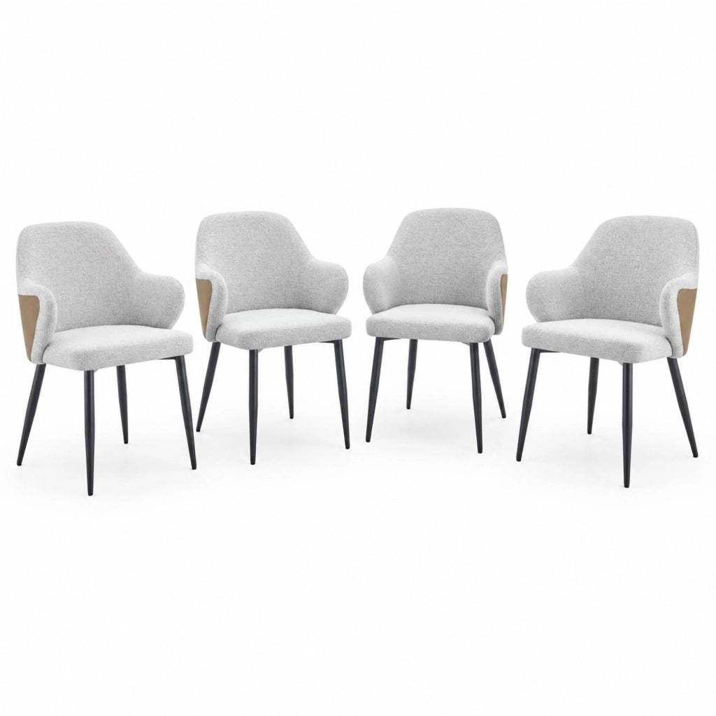 Set di 2 sedie da pranzo grigio chiaro con gambe nere