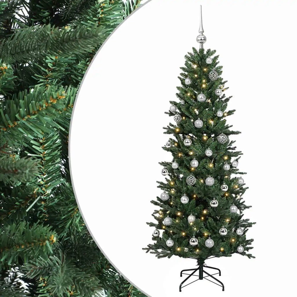 Albero di Natale artificiale con palline 150 cm 150 LED 3465948