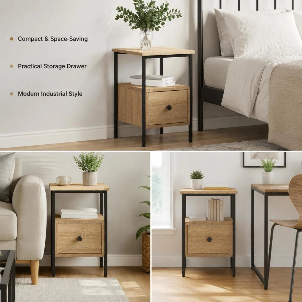 Bedside Table Sonoma Oak 34x36x50 Cm Wood Material