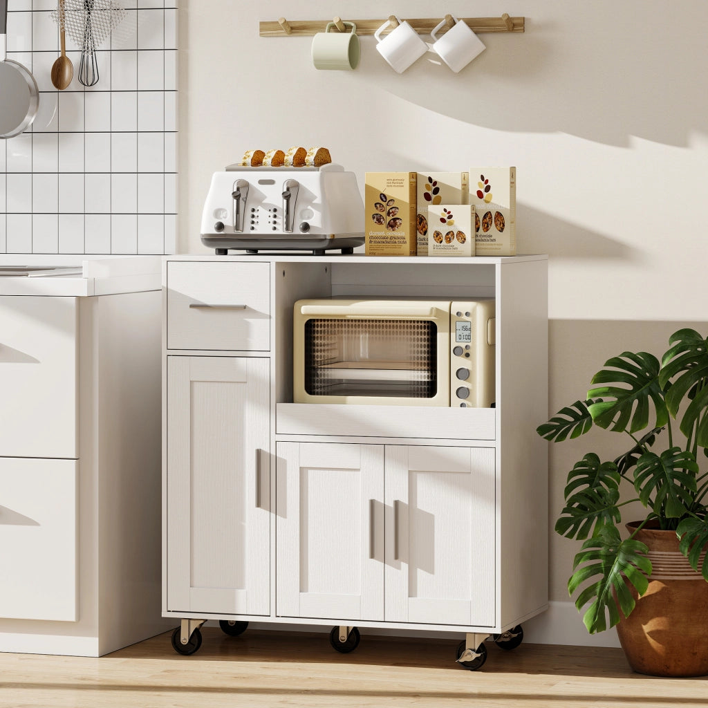 Carrello da Cucina con Ruote ¨C Xylo ¨C Bianco 80x40x88,7 cm