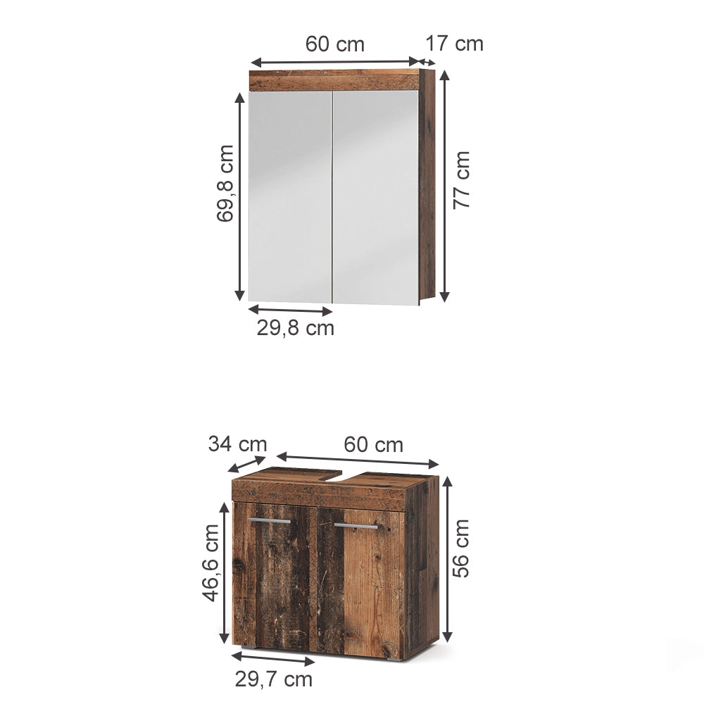 Vicco Set di mobili da bagno Oldstyle 2 parti