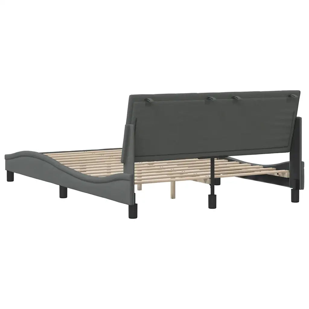 Letto matrimoniale | Letto per adulti | Giroletto senza Materasso Hanko Grigio Scuro 140x190 cm Tessuto