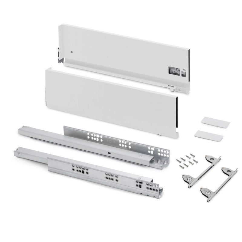 Cassetto esterno Vertex con regolazione 3D altezza 178mm, 40kg, profondità 350mm, Acciaio, Verniciato alluminio
