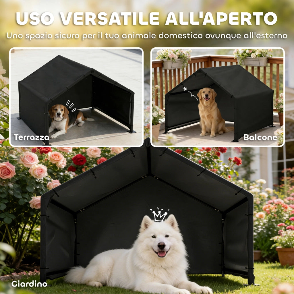 Cuccia per Cani da Esterno ¨C Zephmum ¨C Tessuto Oxford, 125x110x93 cm, Nero