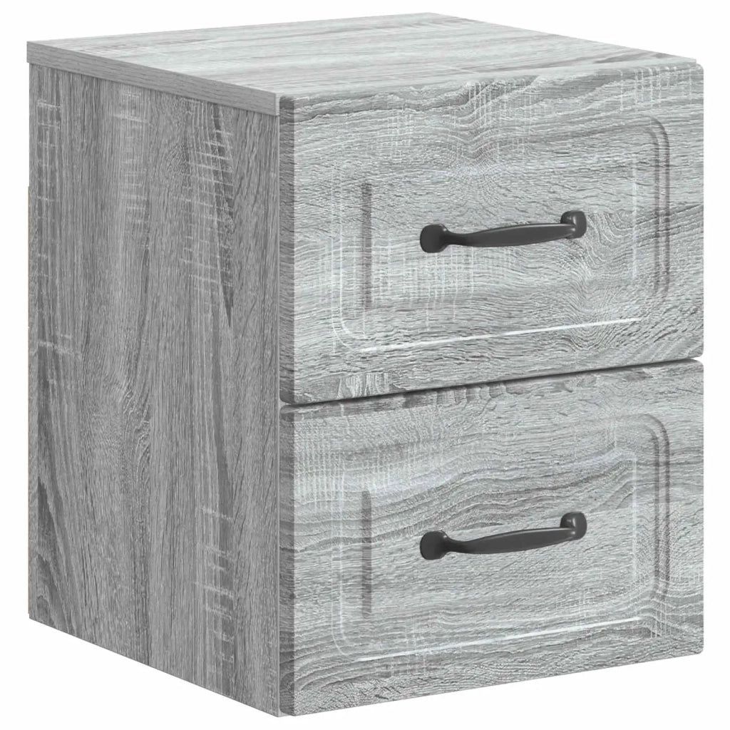 Mobiletto da notte a muro 2 pz Grigio Sonoma 34,5 x 33 x 40 cm 899328