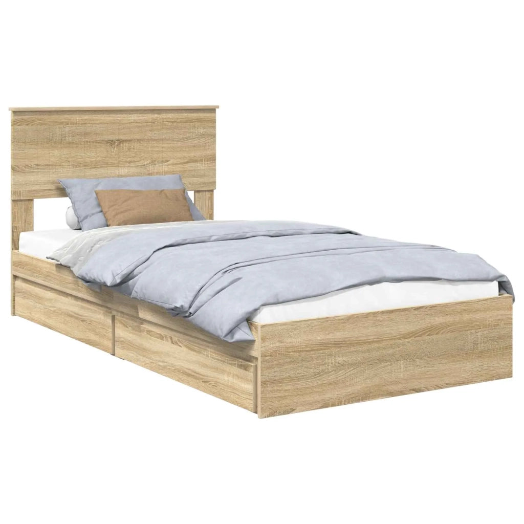 Letto con Contenitore con testiera Rovere Sonoma 100 x 200 cm 3410828