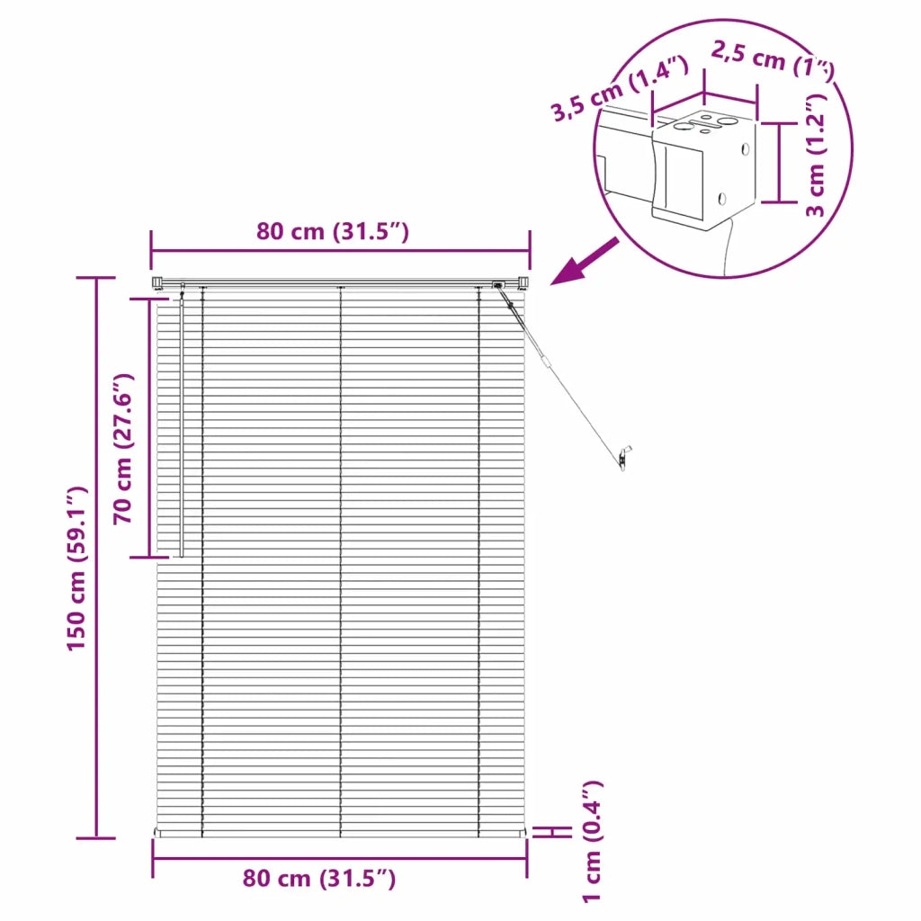 Tenda Veneziana | Tenda a lamelle Bianco 150 x 80 cm 25 mm PVC