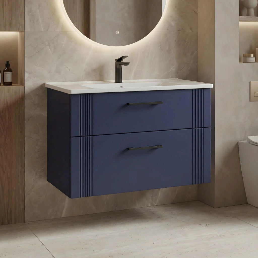 Mobile lavabo "Bari 85 v2" - 85 x 45 x 55 cm - Blu navy opaco