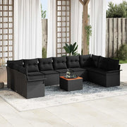 Set Divano da Giardino con archiviazione 11 pcs Nero polyrattan 3356049