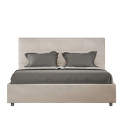 BS COM Letto matrimoniale francese senza rete imbottito 140x200 microfibra sabbia