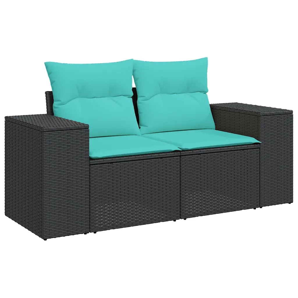 Salotto da Giardino-Set Divani da Giardino 5 pz con Cuscini Nero in Polyrattan 195884