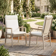 Set di 2 sedie da esterno beige con braccioli e cuscino