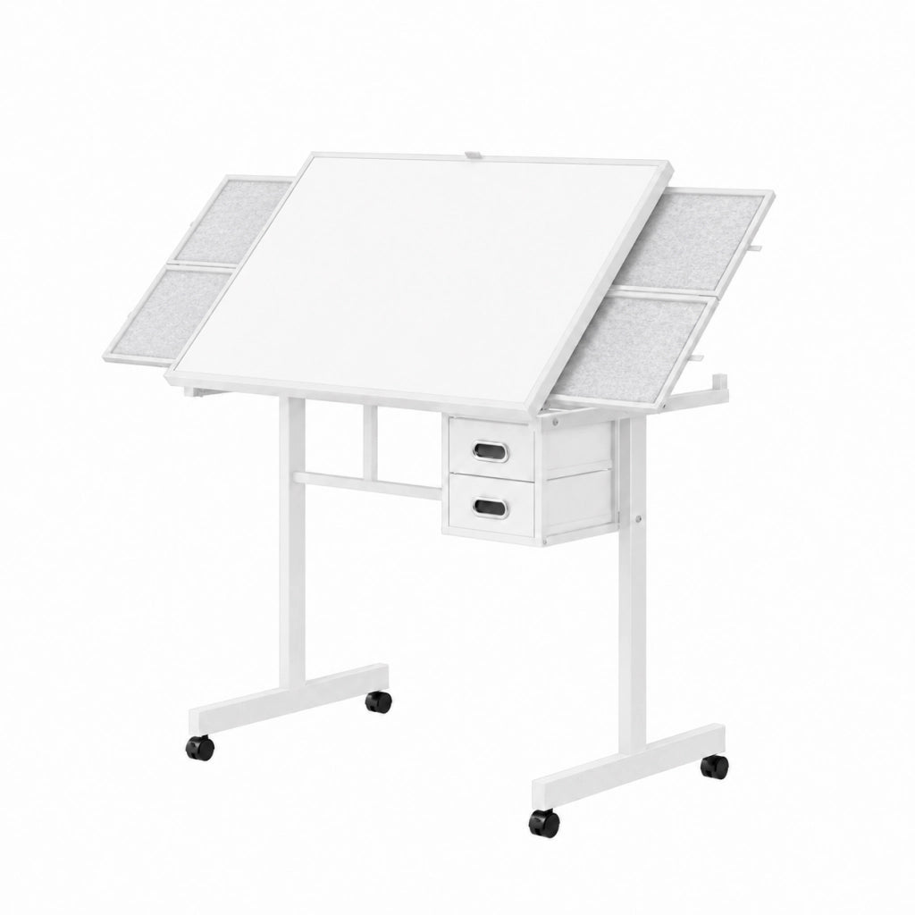 1000 Pieces Jigsaw Puzzle Metal Table Board for Adults - Complete Gift with 4 Trays, 2 Drawers, Protective Cover & Wheels (White)