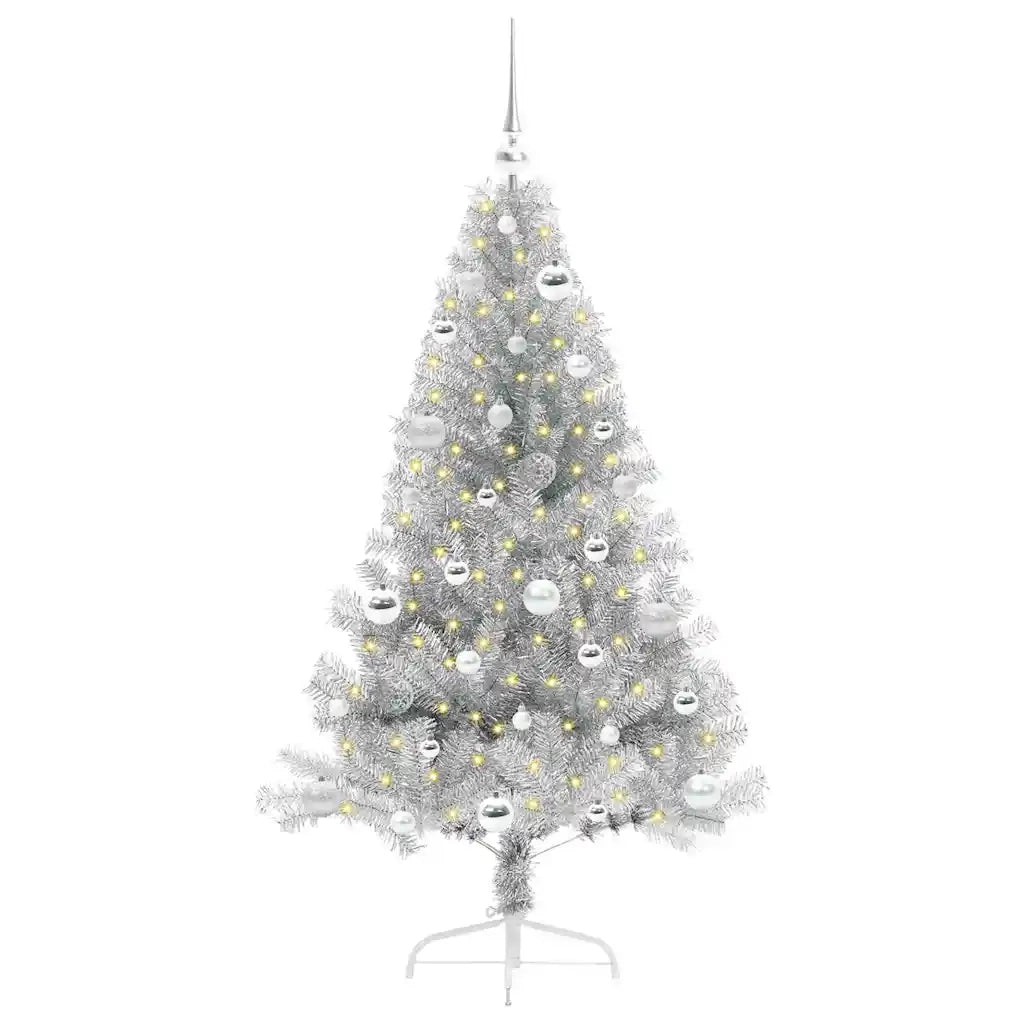 Albero di Natale artificiale con luci integrate Argento 150 cm 3397198