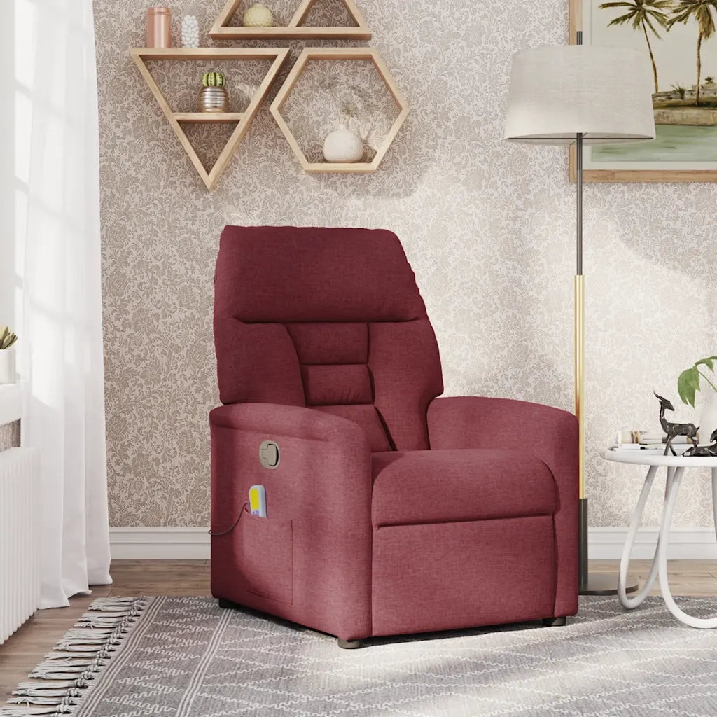 Poltrona Massaggiante Reclinabile Rosso Vino in Tessuto 4015555
