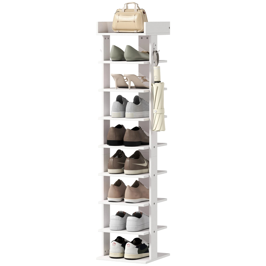 Scarpiere a 9 livelli con ripiano superiore e 2 ganci ¨C Minimal ¨C bianco 30x30x128,4cm
