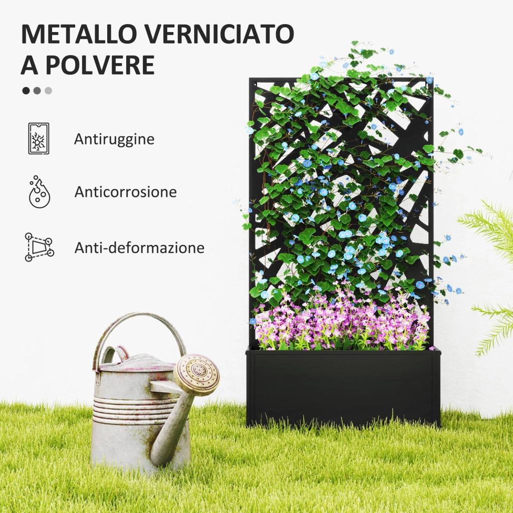 Fioriera Rialzata con Spalliera ¨C zephmum ¨C Nero 61x23x113 cm
