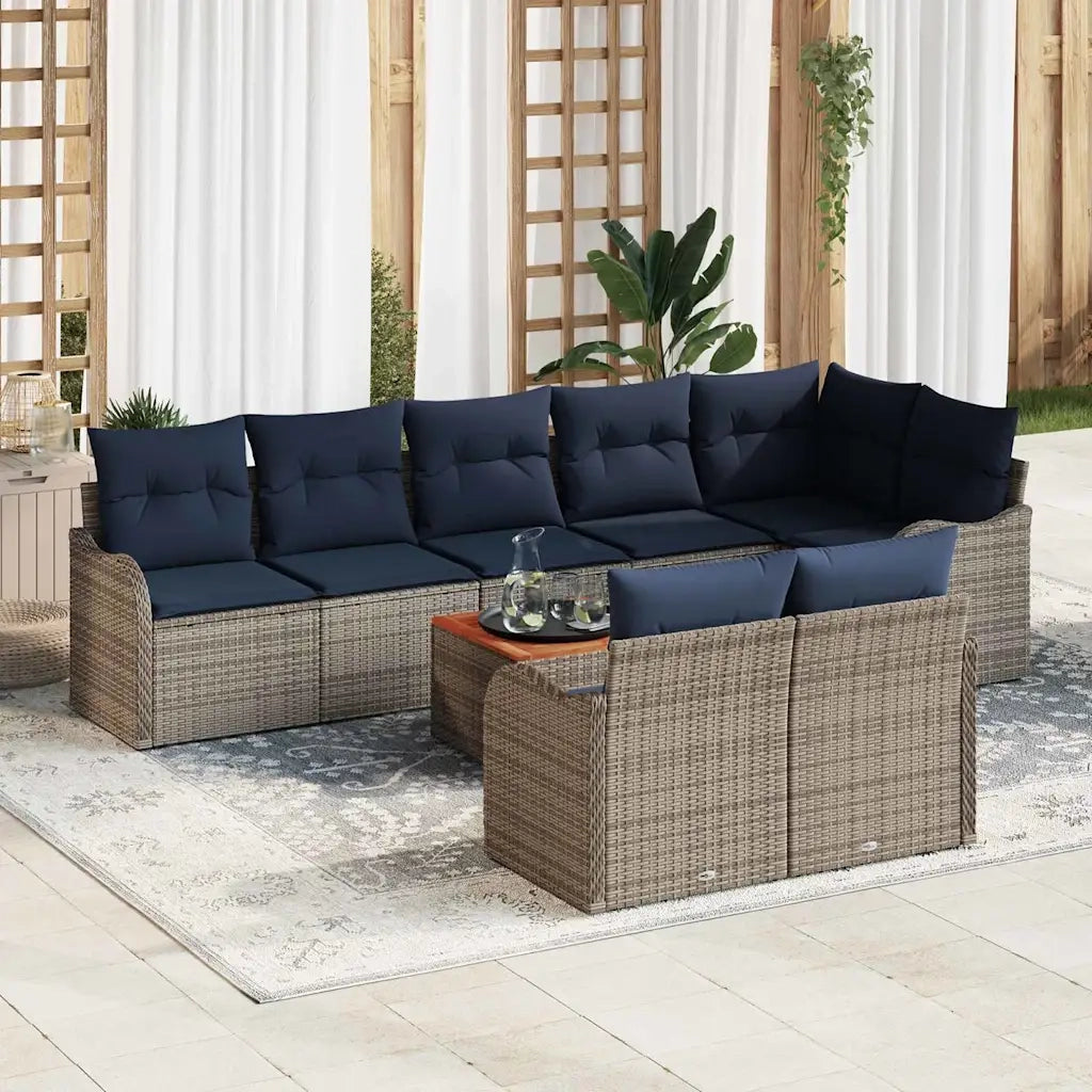 Set Divano da Giardino 9 pz Grigio polyrattan 3347472