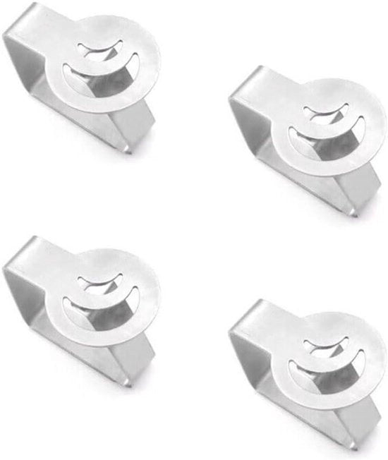Clip per Tavolo per Esterno - 4 Pezzi - Acciaio Inossidabile - Forbici Resistenti - Luna - per Festa di Giardino - Adatto per Ospiti per Tavolo - Argento
