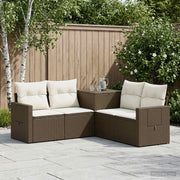 Set di divani 5 pz Marrone e Bianco Crema 3447874