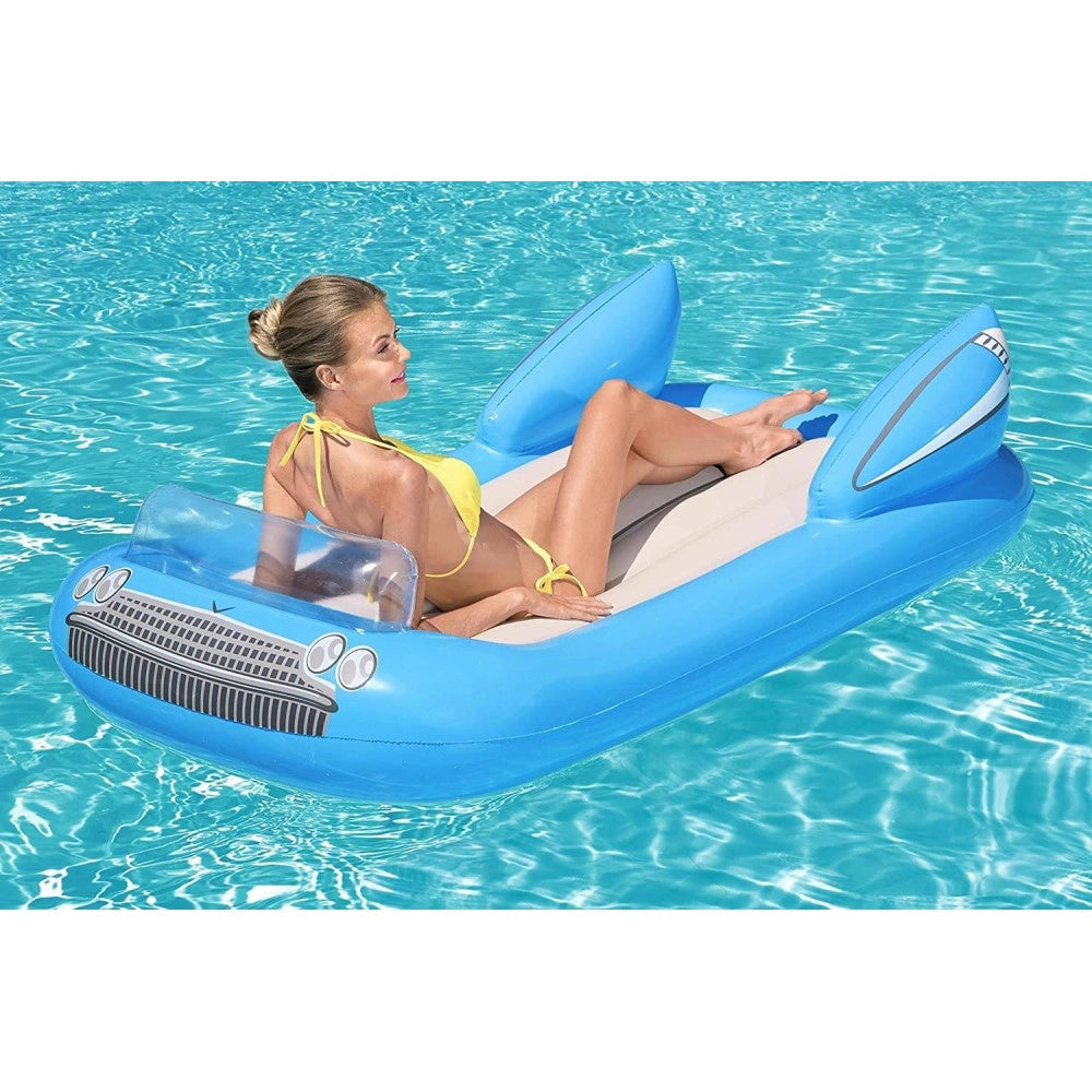 Trade Shop - Materassino Gonfiabile Convertibile A Forma Di Auto Mare Piscina 190 X 128 Cm -
