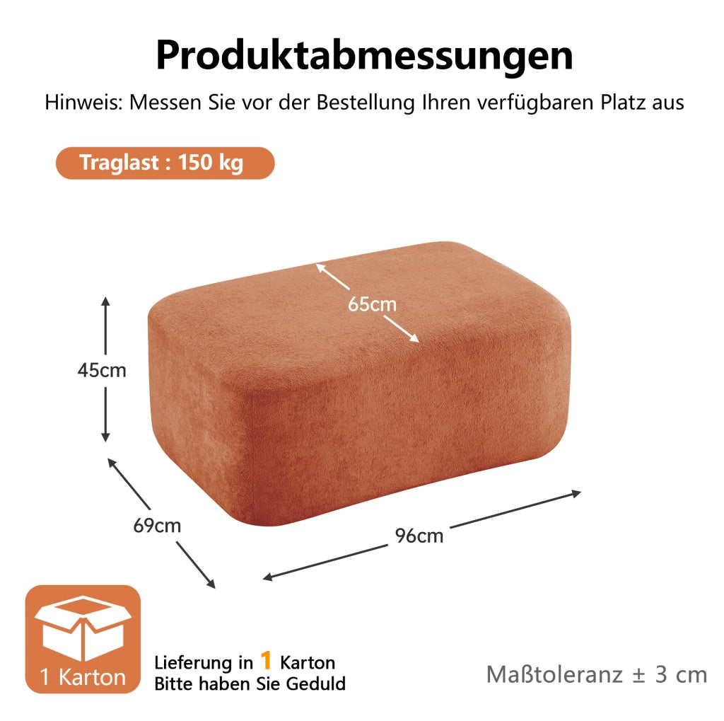 Pouf in velluto arancione DESMIU per soggiorno