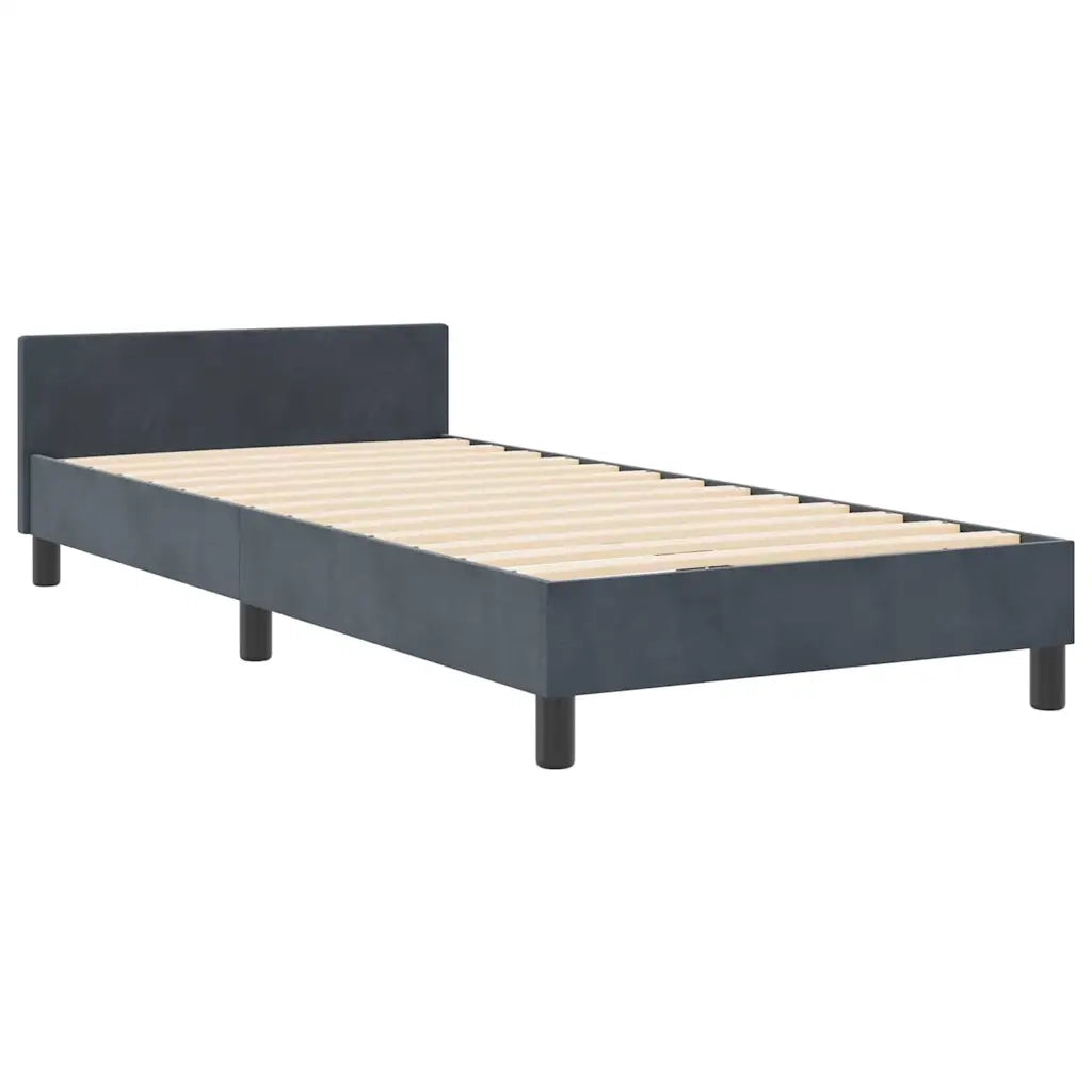 Letto matrimoniale | Letto per adulti | Letto a molle con testiera Grigio scuro 180 x 200 cm Velluto