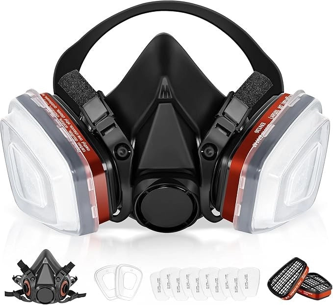 Semimaschera Respiratoria 6001 con Filtri Intercambiabili in Silicone Maschera Antipolvere e Verniciatura Regolabile per Fai da Te