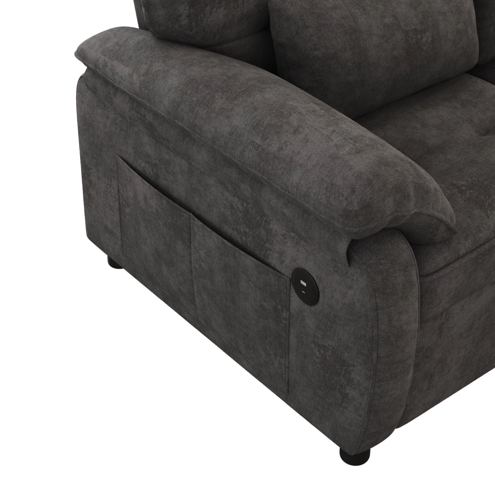 Divano letto 3 in 1 in tessuto Chenille grigio con due cuscini e schienale regolabile