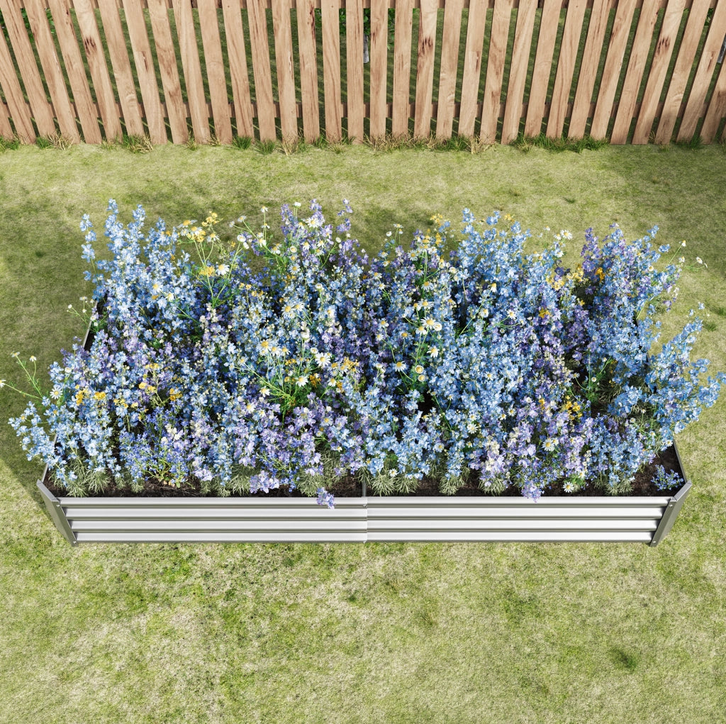 Aiola rialzata in acciaio zincato 232x113,5x30 cm, senza fondo, ideale per orto, erbe aromatiche e fiori