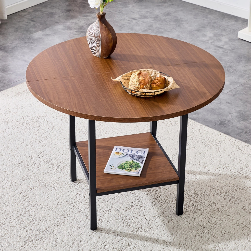 Tavolo da pranzo 4 posti con vano contenitore per cucina in MDF 100×100×77 cm noce
