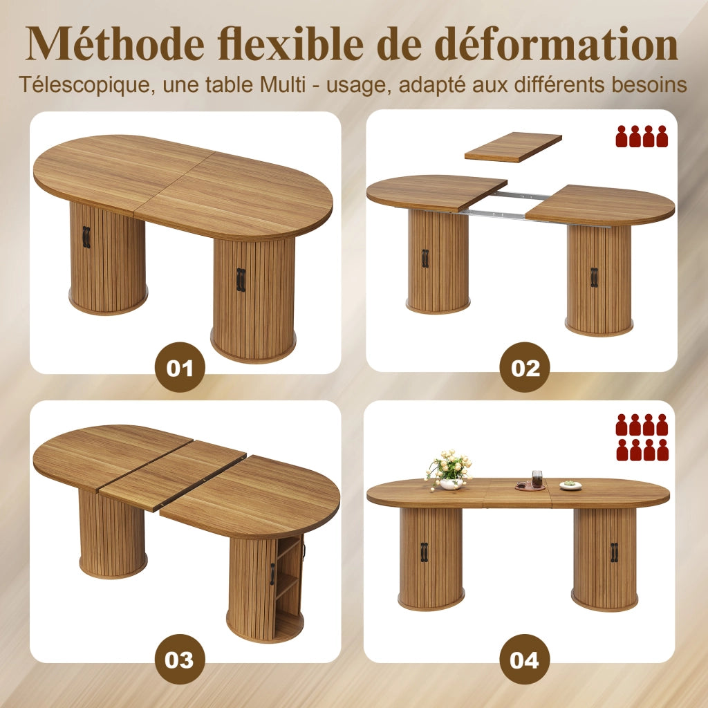 Tavolo allungabile con vano nascosto e struttura interna in metallo MDF marrone scuro 150-190 × 80 × 75 cm
