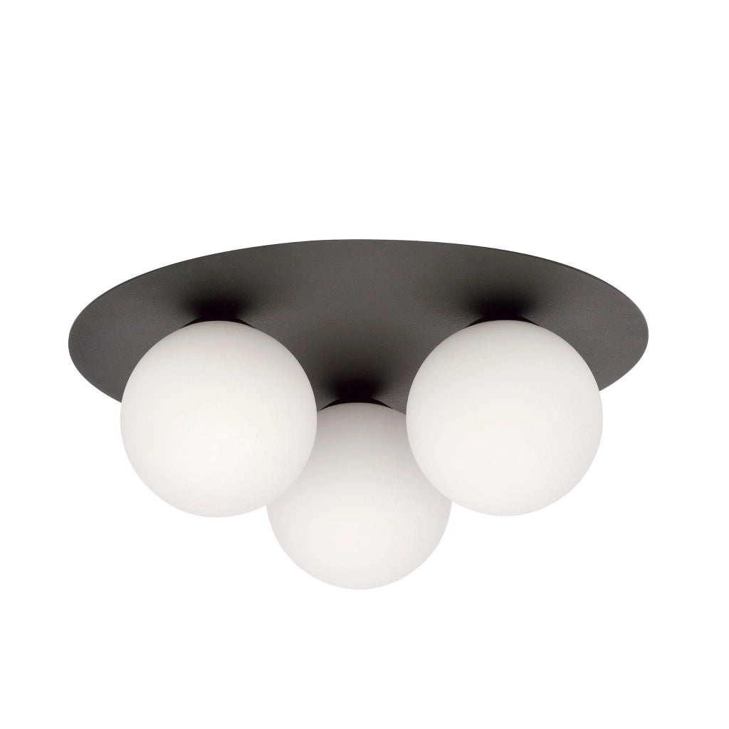 Plafoniera Emibig Solar 3 luci E14 dimmerabile nero/opalino