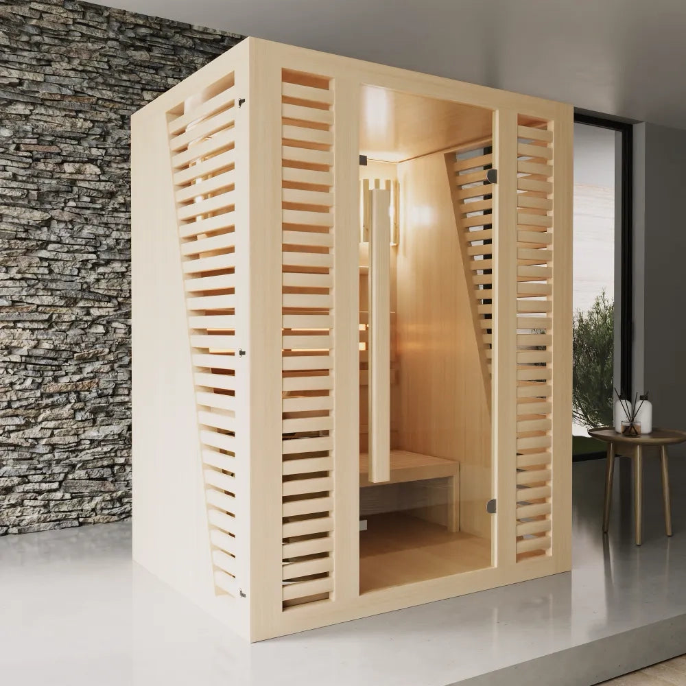Sauna finlandese da interno 150x120cm h190cm in legno hemlock | Abisko