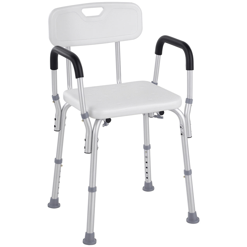 Sedia da Doccia con Schienale e Braccioli ¨C Xylo ¨C Alluminio Bianco Regolabile