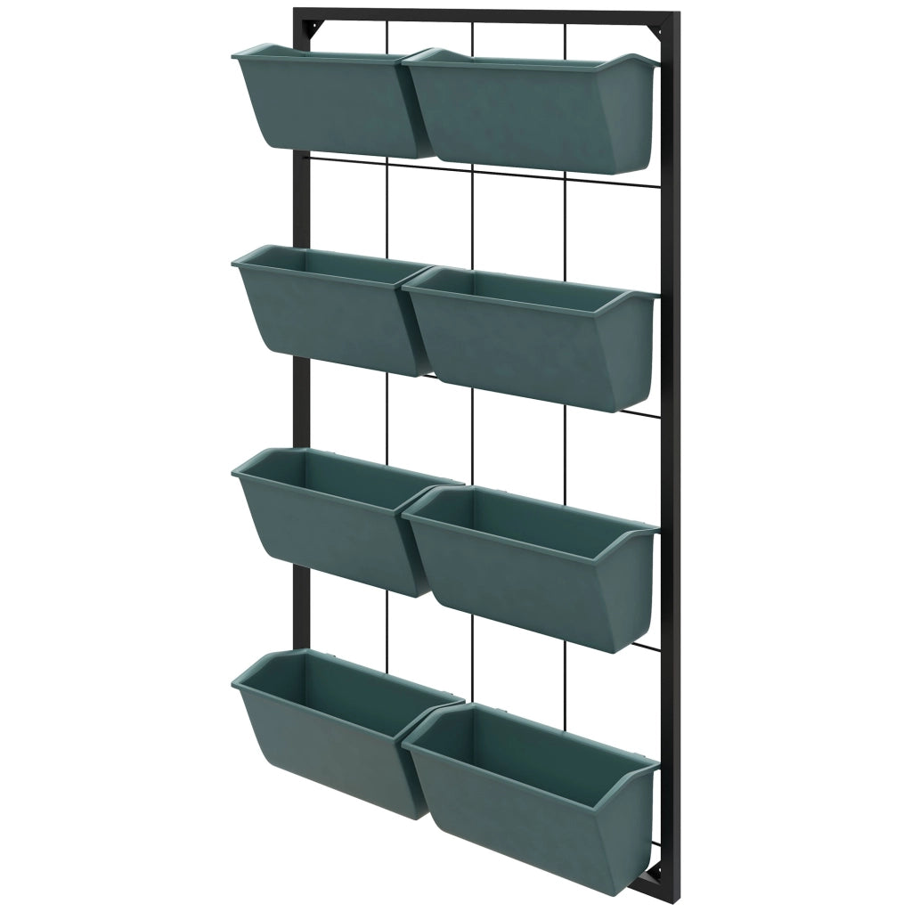 Fioriera da parete a quattro livelli con 8 vasi e fori di drenaggio per balcone terrazza e giardino 52.5 × 14 × 90 cm
