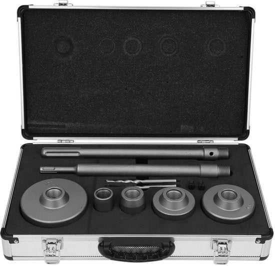 Set di fori per il cemento con 9 pezzi e adattatore SDS-Plus estensibile