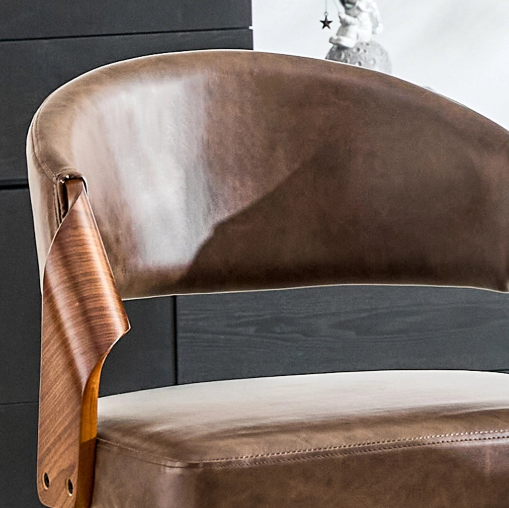 Set di 2 sgabelli da bar ULEVR con schienale, altezza seduta 66 cm, legno e similpelle marrone