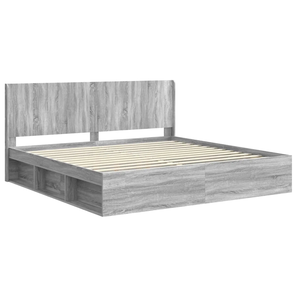 Struttura del letto con stoccaggio e testata Sonoma grigio 3413818